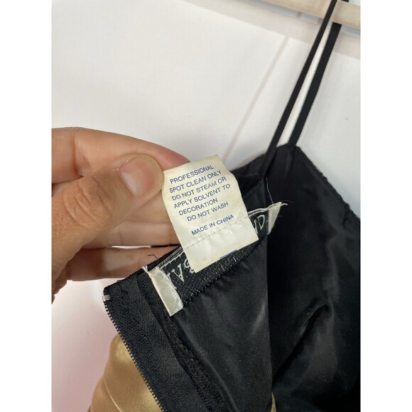 Vtg Y2K Dress 3/4 Black Gold Floral Mini Babydoll Whimsigoth Fairygrunge Mesh - Picture 10 of 15